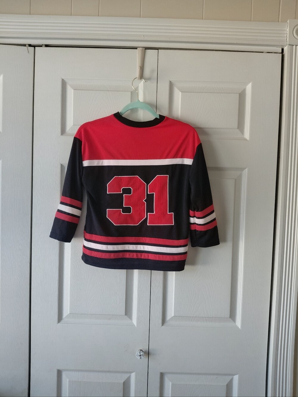 Spirit Red and Black Kids Hockey Jersey with Mask Graphic - Picture 2 of 3